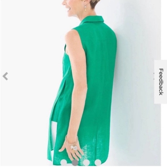 Chico's Washable linen Side Slit Tunic Top Shirt Natural tan Sz 0 (4) Small - Picture 13 of 13